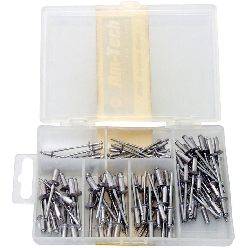 Amtech 100 Piece Assorted Rivets in Storage Case