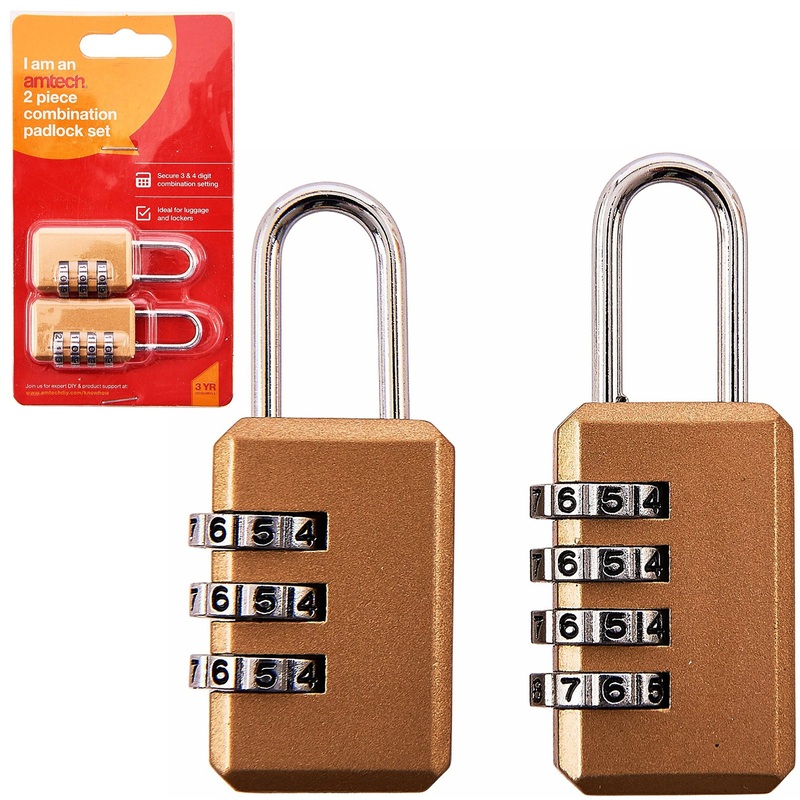 Amtech 2 Piece Travel Suitcase Combination Padlock Set