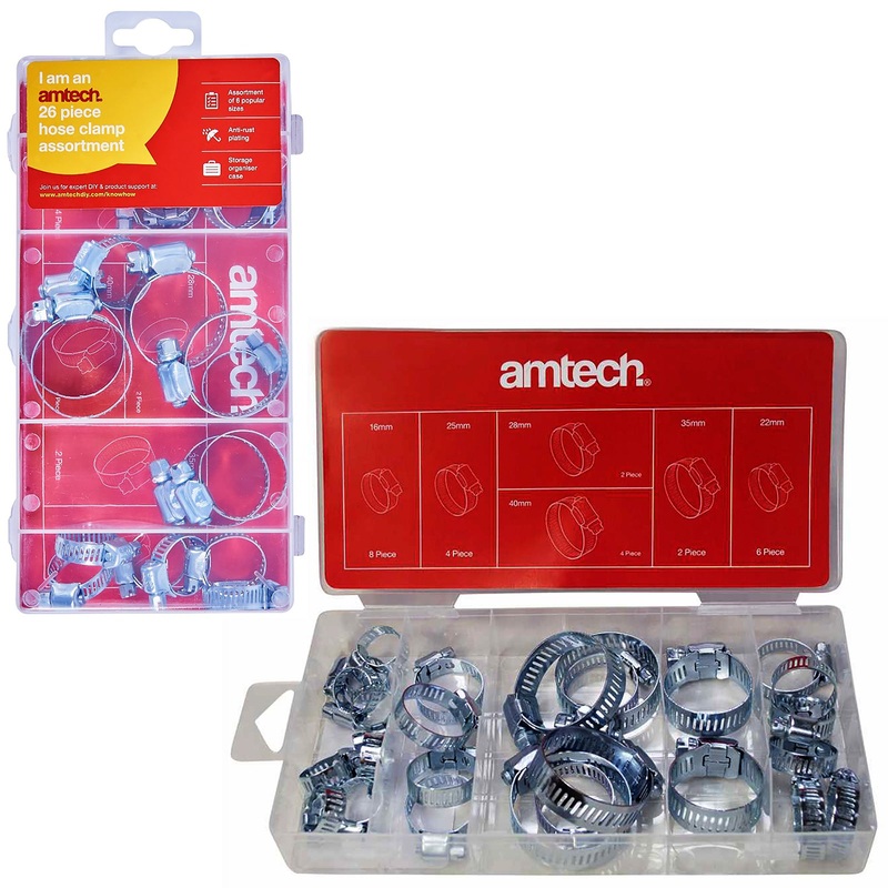 Amtech 26 Piece Hose Clamp Assortment 16-40mm
