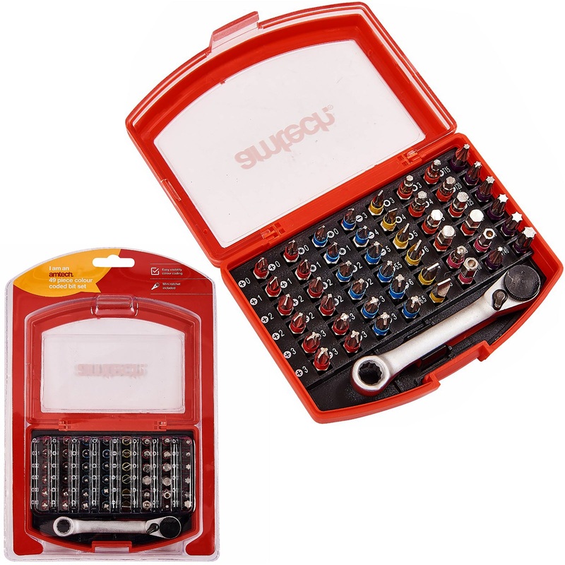 Amtech 49 Piece Colour Coded Screwdriver Bit Set in Case
