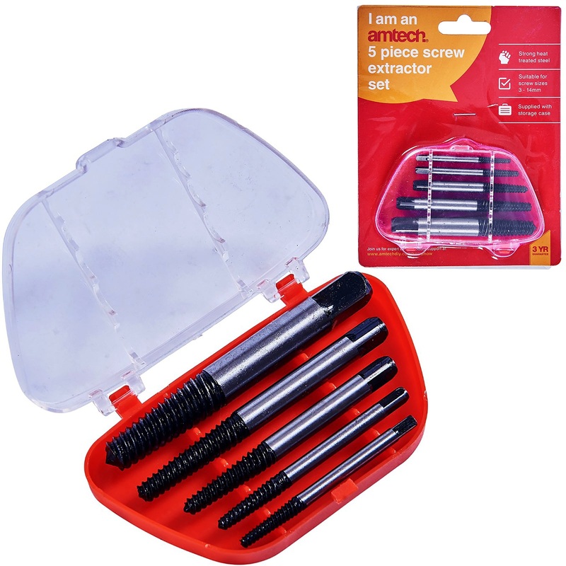 Amtech 5 Piece Screw Extractor Set 3-18mm