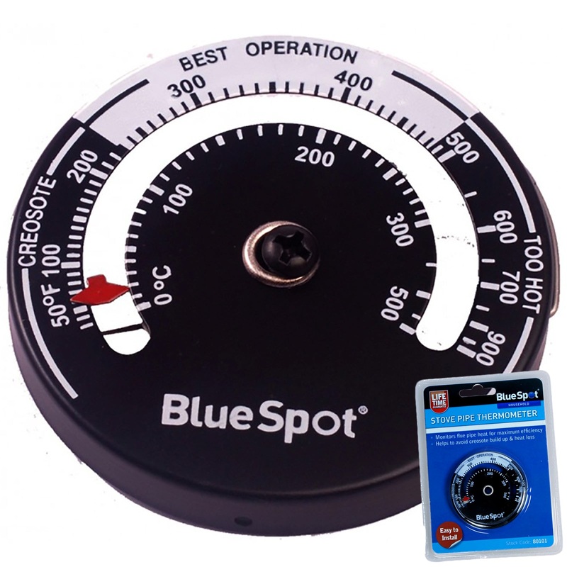 BlueSpot Magnetic Stove Pipe Thermometer for Wood Log Burner