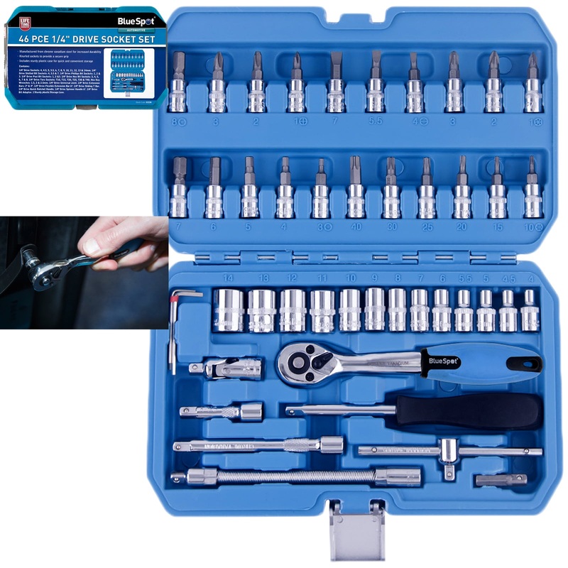 BlueSpot Socket and Bit Set 1/4" Drive 46 Piece