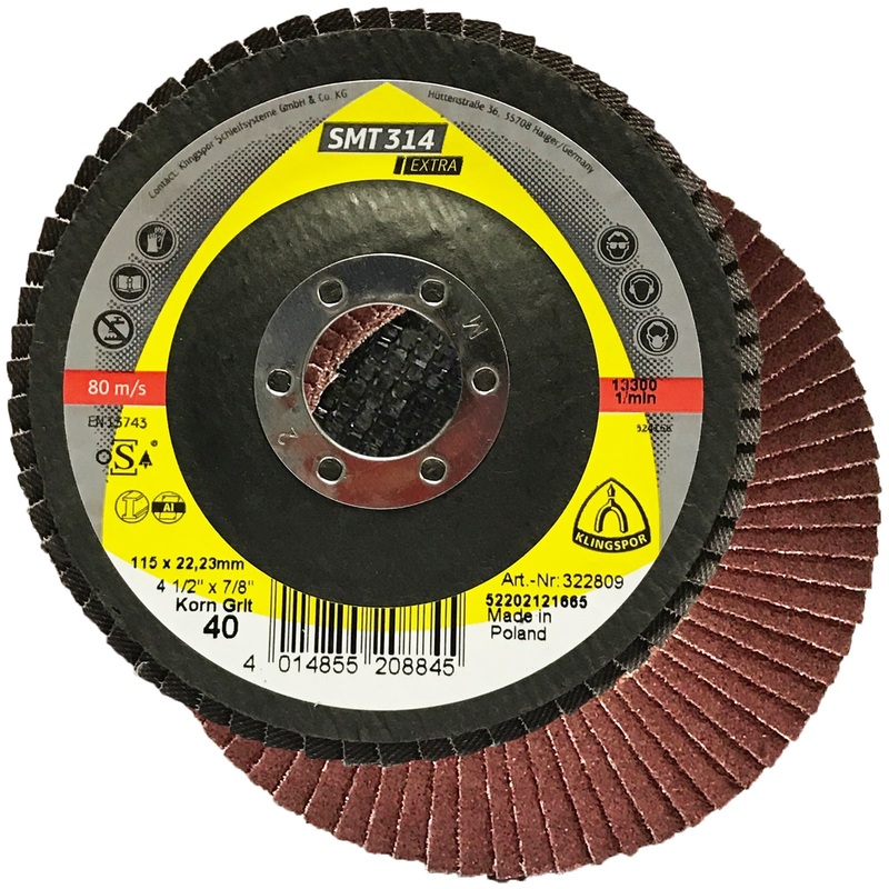 Klingspor SMT314 115mm Aluminium Oxide Flap Sanding Discs 40-120 Grit