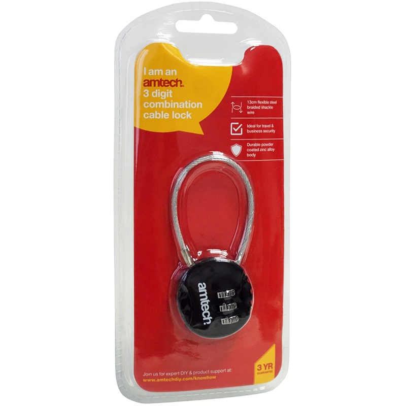 Amtech 3 Digit Combination Cable Lock
