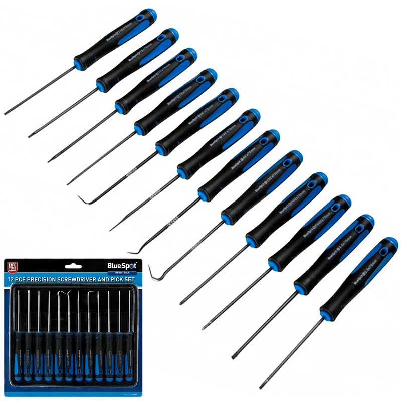 BlueSpot 12 Piece Precision Screwdriver and Pick Set