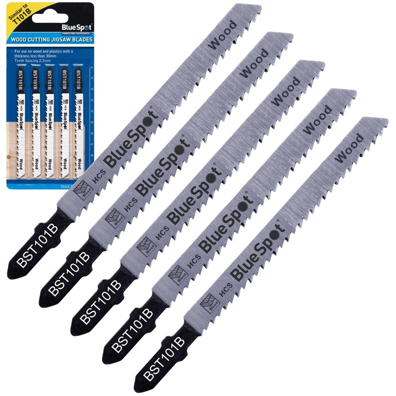 BlueSpot Jigsaw Blades 5 Piece Clean Cut for Wood 10 TPI T101B