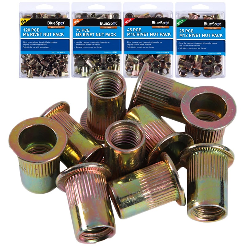 BlueSpot Rivet Nut Inserts Carbon Steel M6-M12 Individual Packs