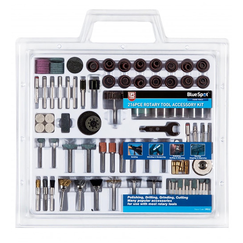 BlueSpot Rotary Tool Accessory Kit 216 Piece
