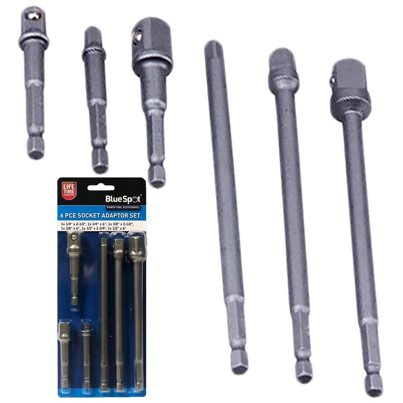 BlueSpot Socket Adaptor Set 6 Piece  1/4" 3/8" 1/2" Drive