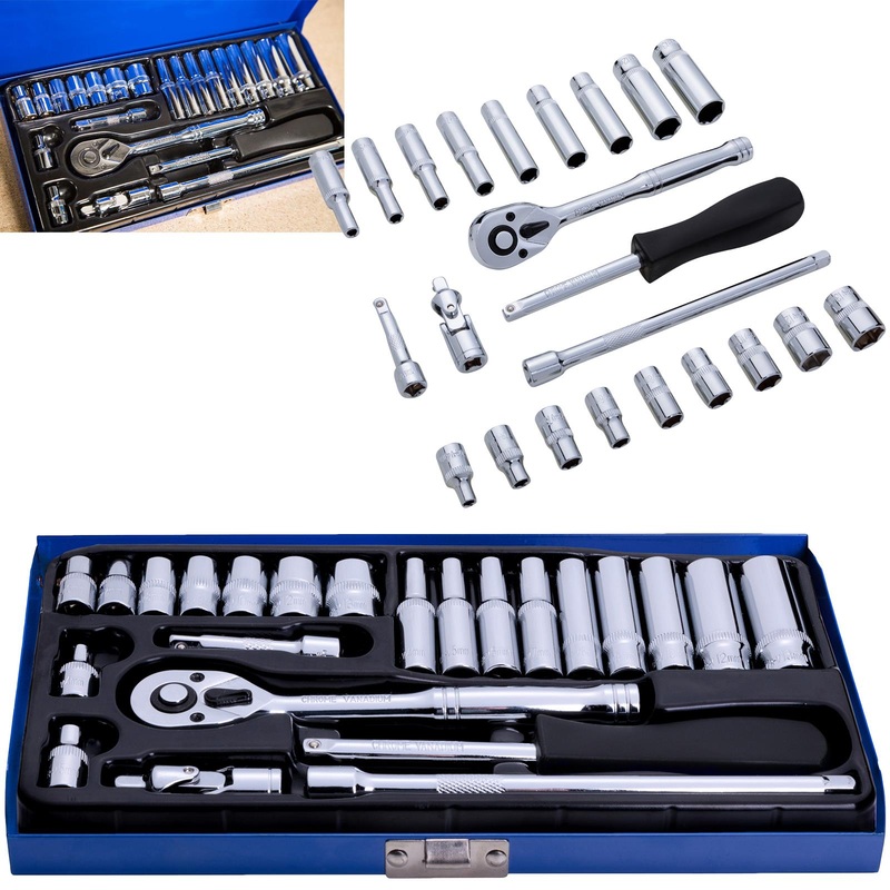 BlueSpot Socket Set Metric 1/4" Drive 24 Piece 4-13mm in Metal Case