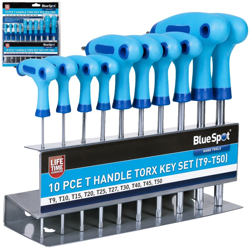 BlueSpot T-Handle Torx Key Set 10 Piece T9-T50