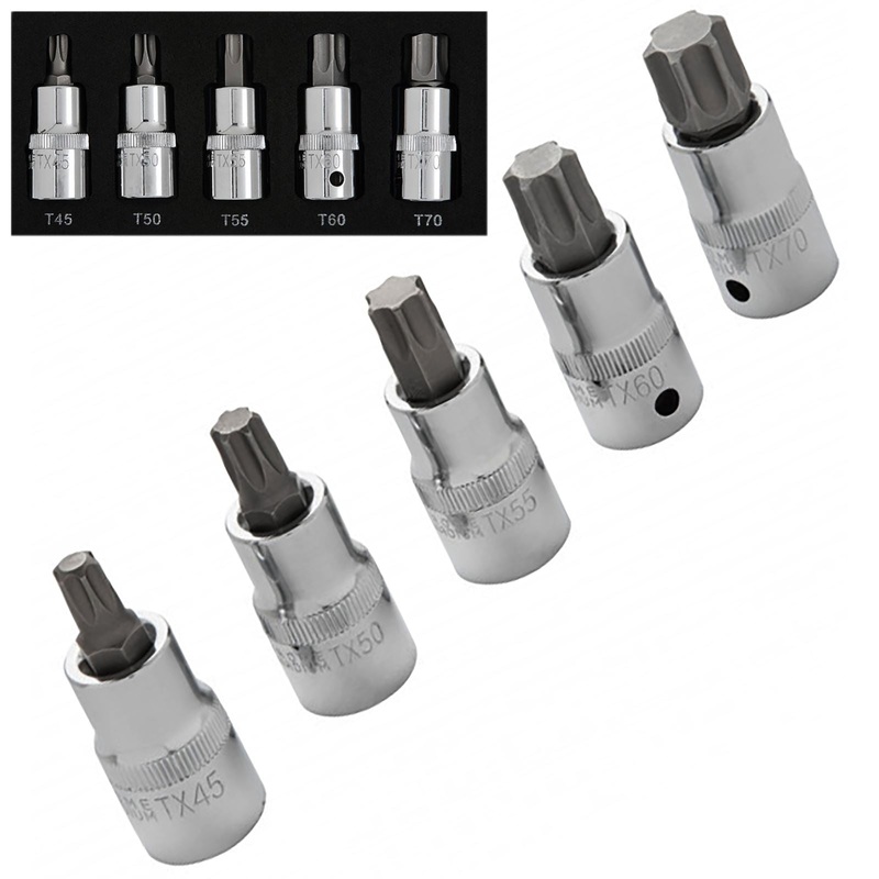 BlueSpot Torx Socket Bit Set in EVA Foam 5 Piece 1/2" Drive T45-T70