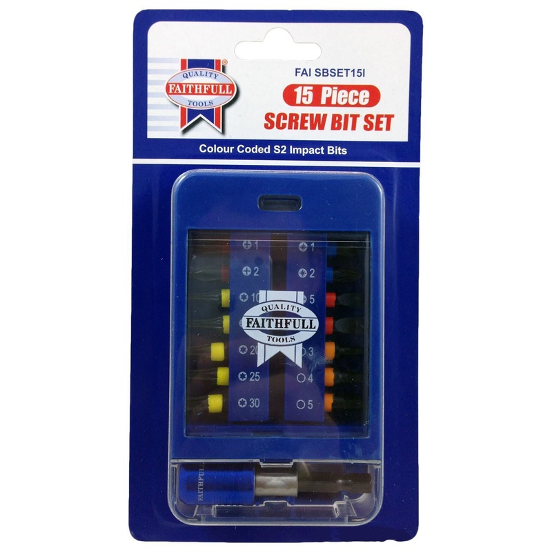 Faithfull 15 Piece Impact Screwdriver Bit Set + Bit Holder