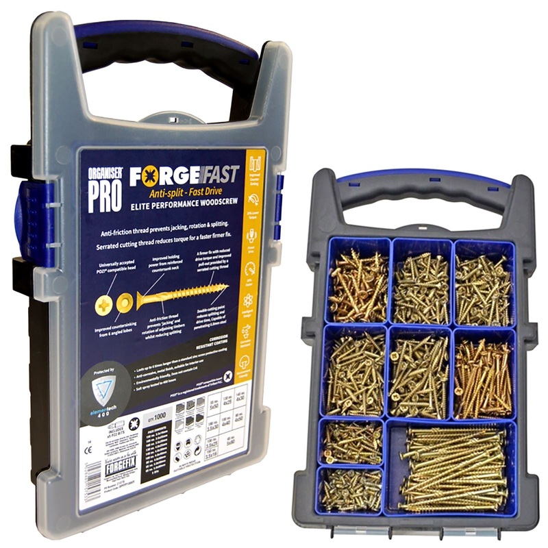 ForgeFix 1000 Pack Pozi ForgeFast Elite Fast Drive Wood Screws Assortment