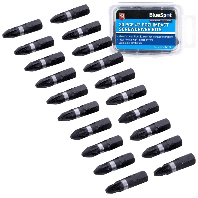 BlueSpot Impact Screwdriver Bits PZ2 20 Piece in Plastic Box