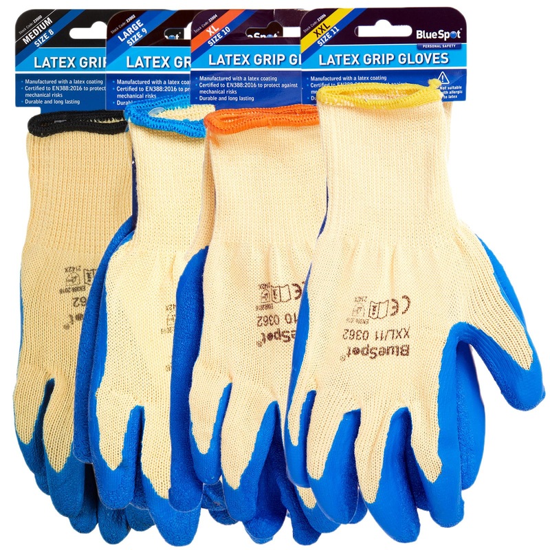 BlueSpot Latex Grip Gloves 1 Pair