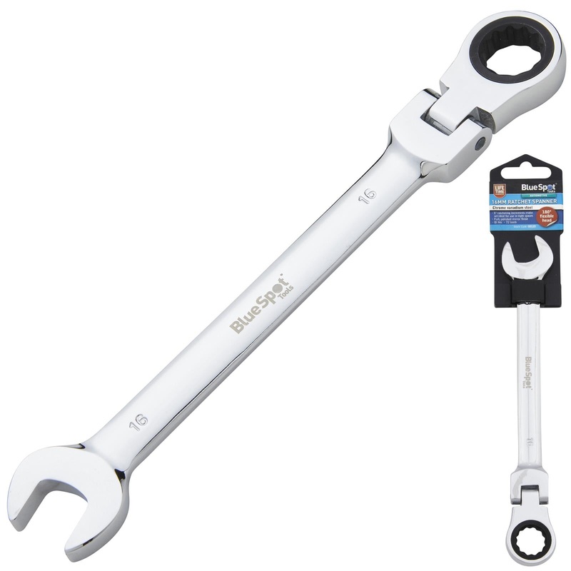 BlueSpot Ratchet Combination Spanner Flexible Head Chrome Vanadium 16mm