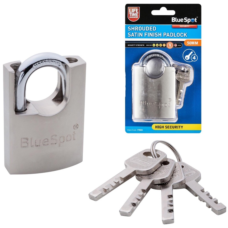 BlueSpot Shrouded Satin Finish Padlock 50mm