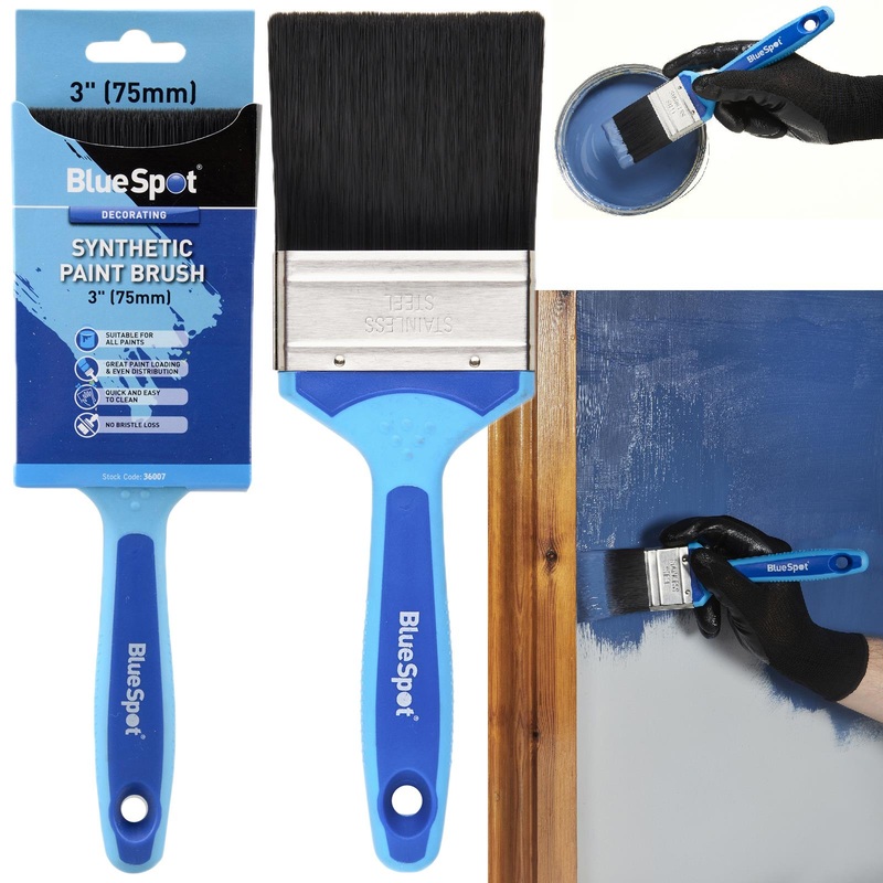 BlueSpot Synthetic Paint Brush with Soft Grip Handle 75mm (3")