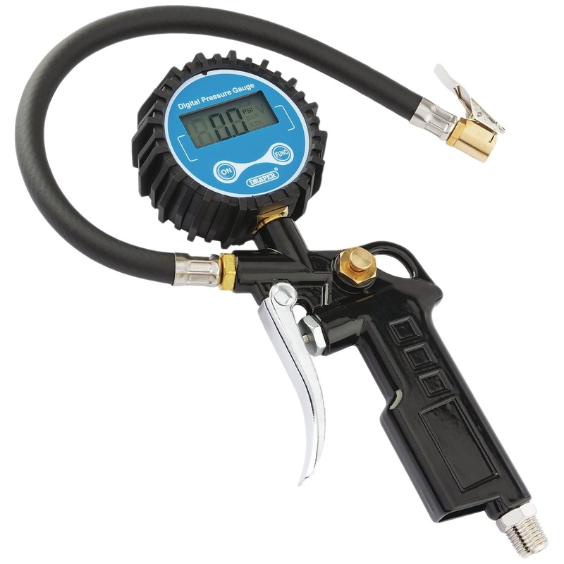 Draper Digital Tyre Inflator Pistol Grip 0-300 PSI 1/4" BSP