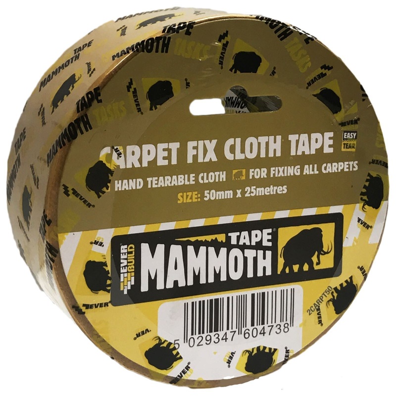EverBuild Double Sided Clear Cloth Carpet Tape Easy Tear 50mm x 25m