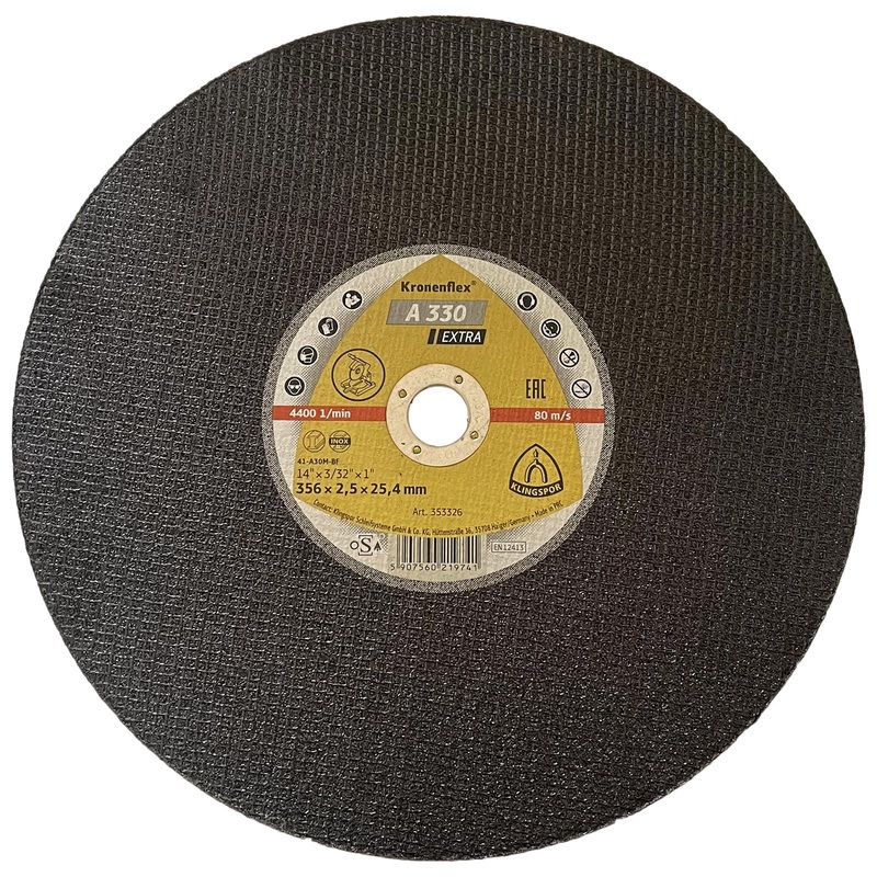 Klingspor Chop Saw Cutting Discs A330 Extra Kronenflex 356mm x 2.5mm x 25.4mm