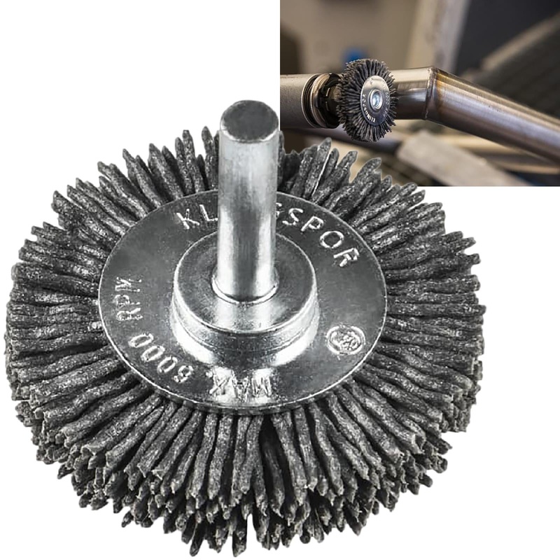 Klingspor Polyamide Bristle Wire Wheel Brush 50mm 70mm x 6mm Shaft 120 320 Grit BRS600P