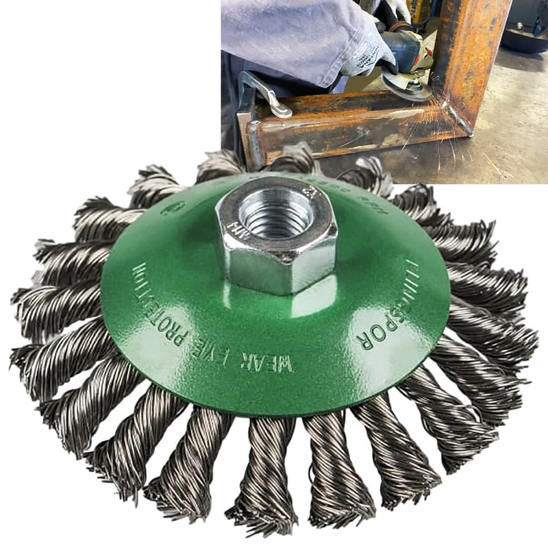 Klingspor Twist Knot Cone Brush Wire Wheel 100mm 115mm M14 Stainless Steel BK600Z