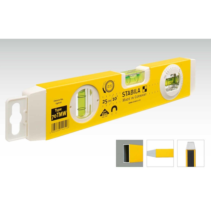 Stabila Torpedo Level 70TMW 250mm Magnetic Base with Rotatable Angle Vial