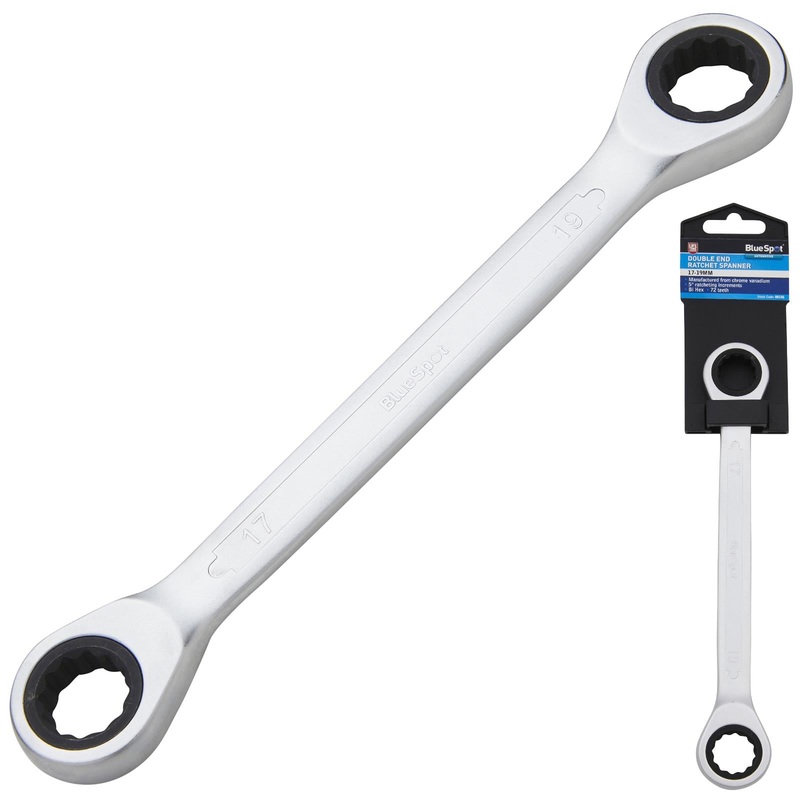 BlueSpot Ratchet Ring Spanner Double End 17mm x 19mm 72 Tooth