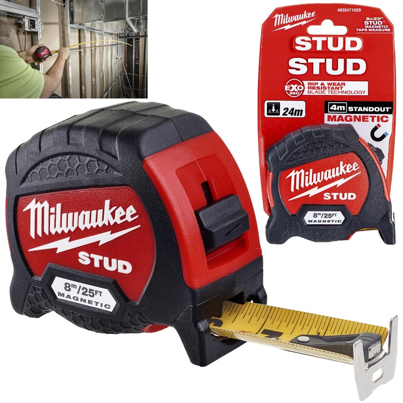 Milwaukee Magnetic Tape Measure 8m 26ft STUD Gen 2 Metric Imperial 33mm Blade Width