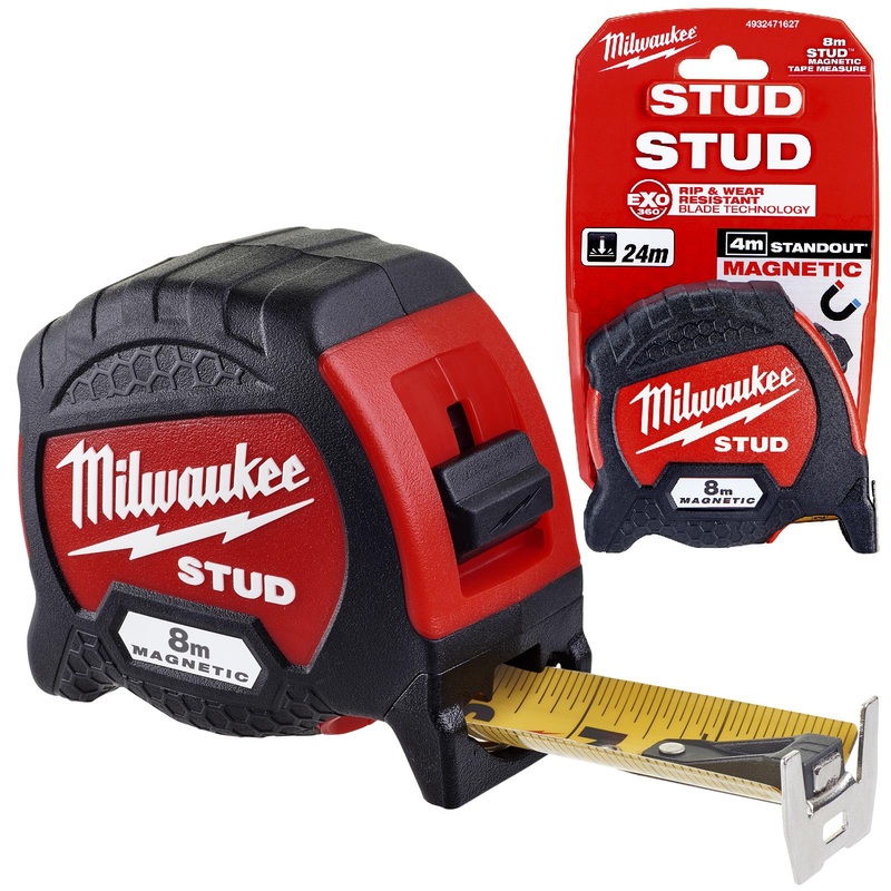 Milwaukee Magnetic Tape Measure 8m STUD Gen 2 Metric 33mm Blade Width