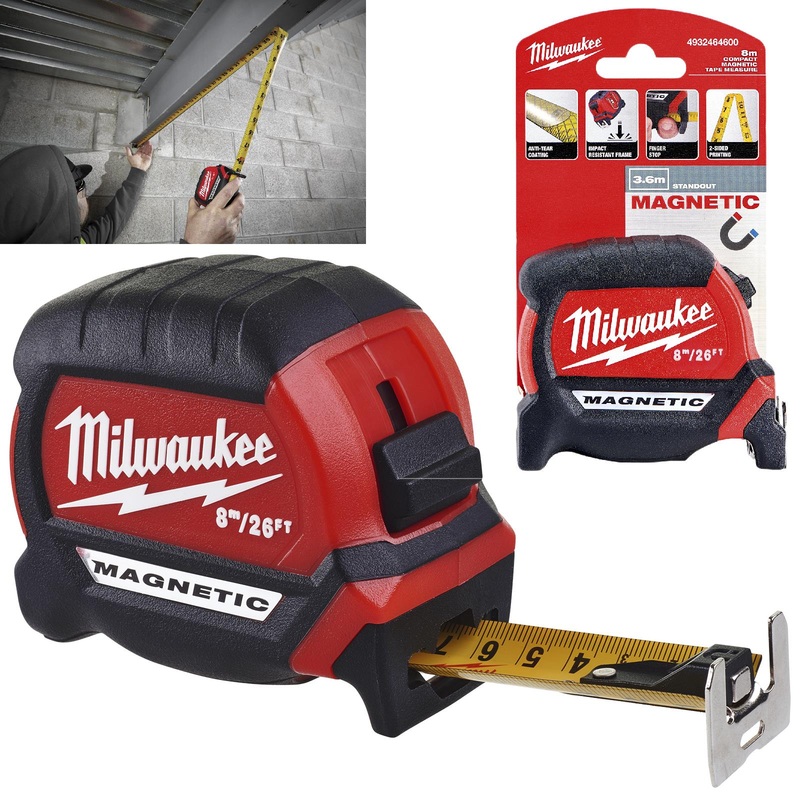 Milwaukee Magnetic Tape Measure Gen III 8m 26ft Metric Imperial 27mm Blade Width