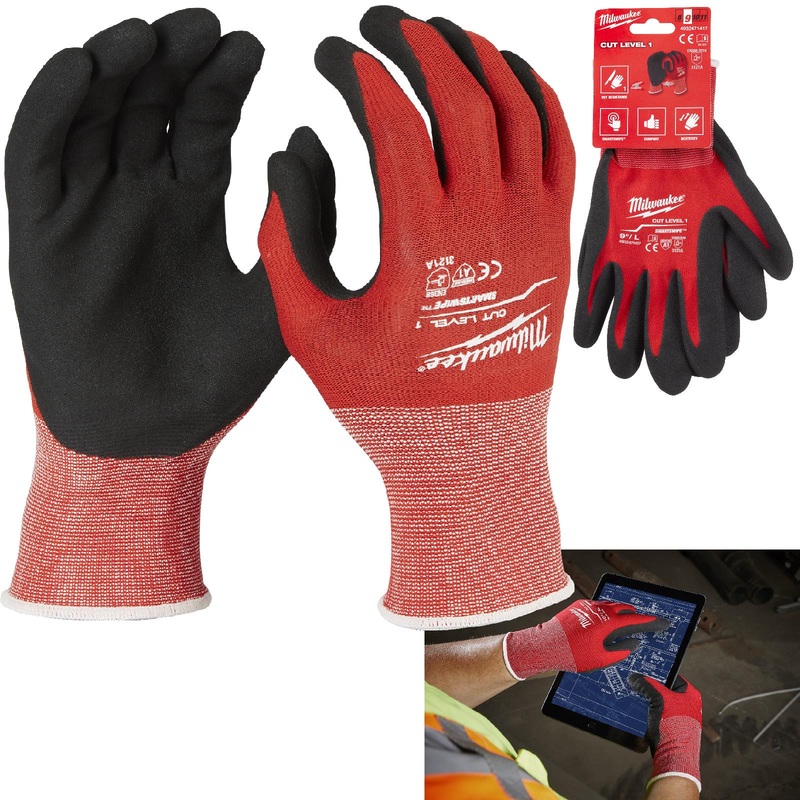 Milwaukee Safety Gloves Cut Level 1/A Dipped Glove Size 11 / XXL Extra Extra Large