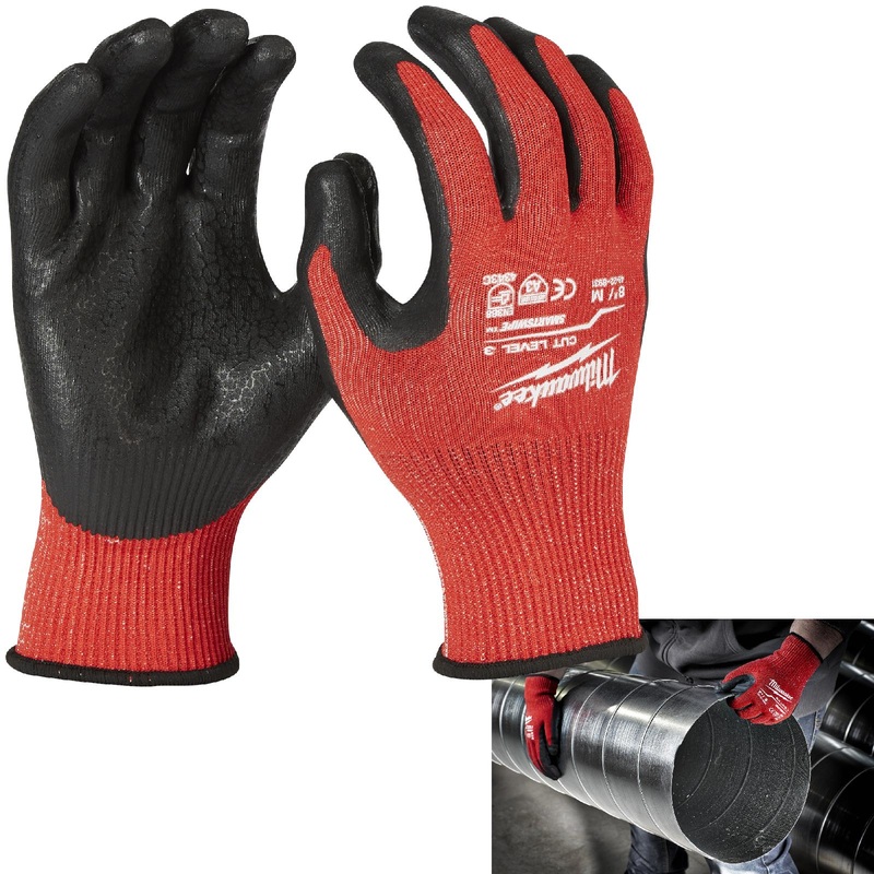 Milwaukee Safety Gloves Cut Level 3/C Dipped Glove Size 9 / L Large