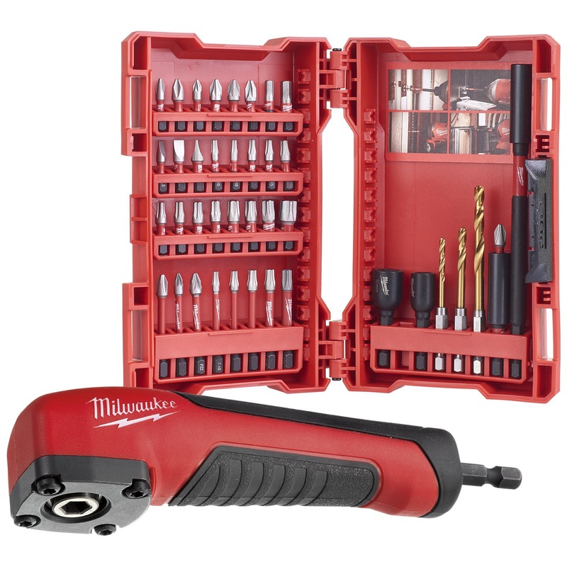 Milwaukee Shockwave Impact Duty Screwdriver Bit Set with Right Angle Attachment 41 Piece