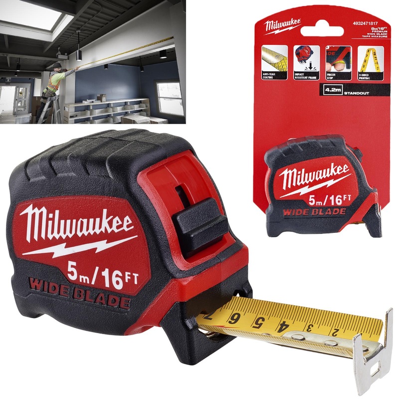 Milwaukee Tape Measure 5m 16ft Premium Wide Blade 33mm Metric Imperial