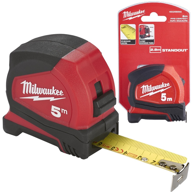 Milwaukee Tape Measure 5m Metric Pro Compact Pocket Tape 25mm Blade Width
