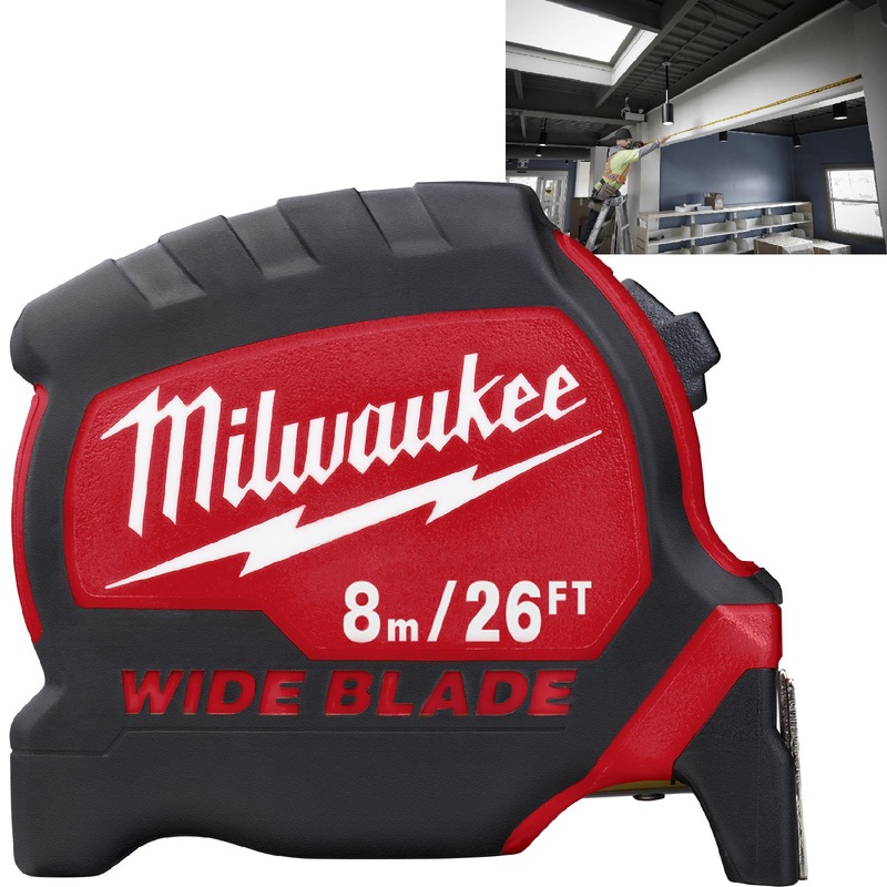 Milwaukee Tape Measure 8m 26ft Premium Wide Blade 33mm Metric Imperial