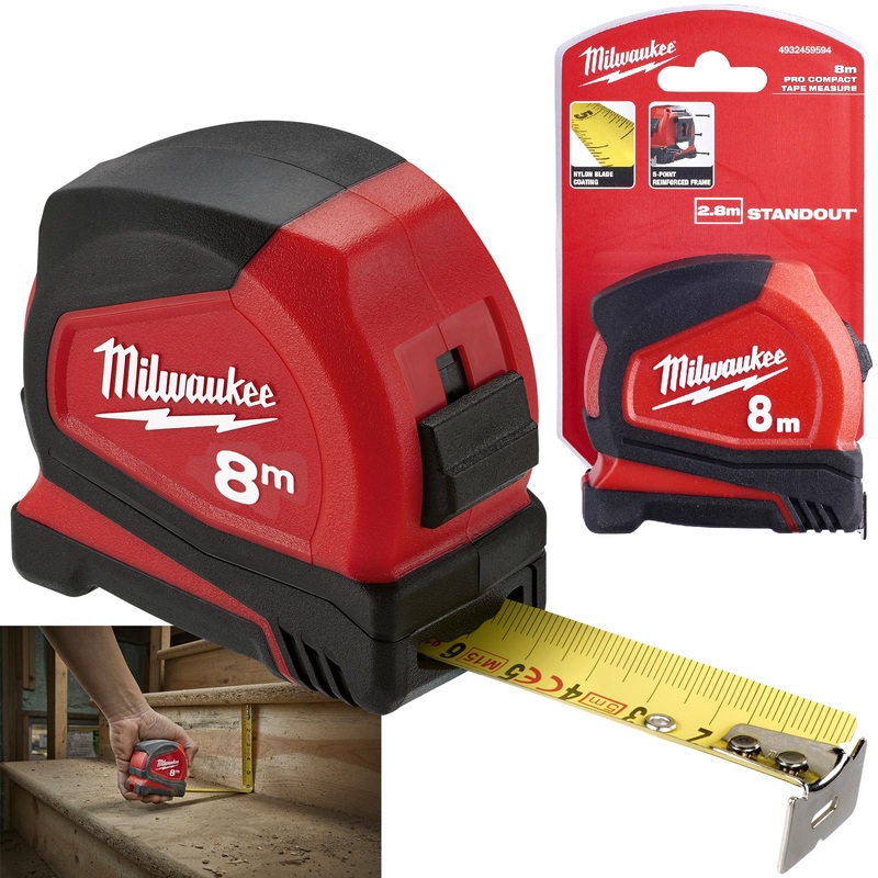 Milwaukee Tape Measure 8m Metric Pro Compact Pocket Tape 25mm Blade Width