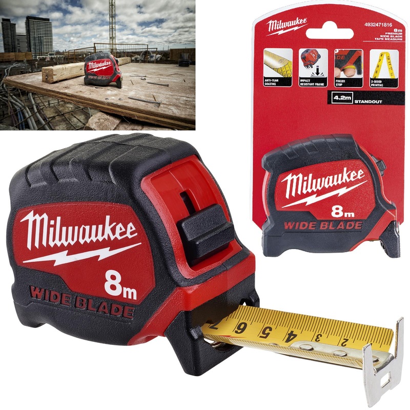 Milwaukee Tape Measure 8m Premium Wide Blade 33mm Metric