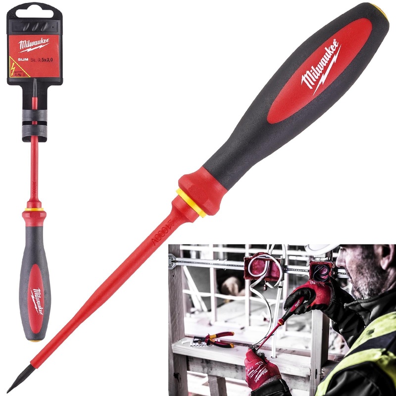 Milwaukee VDE Slim Screwdriver Slotted 0.5mm x 3mm x 100mm