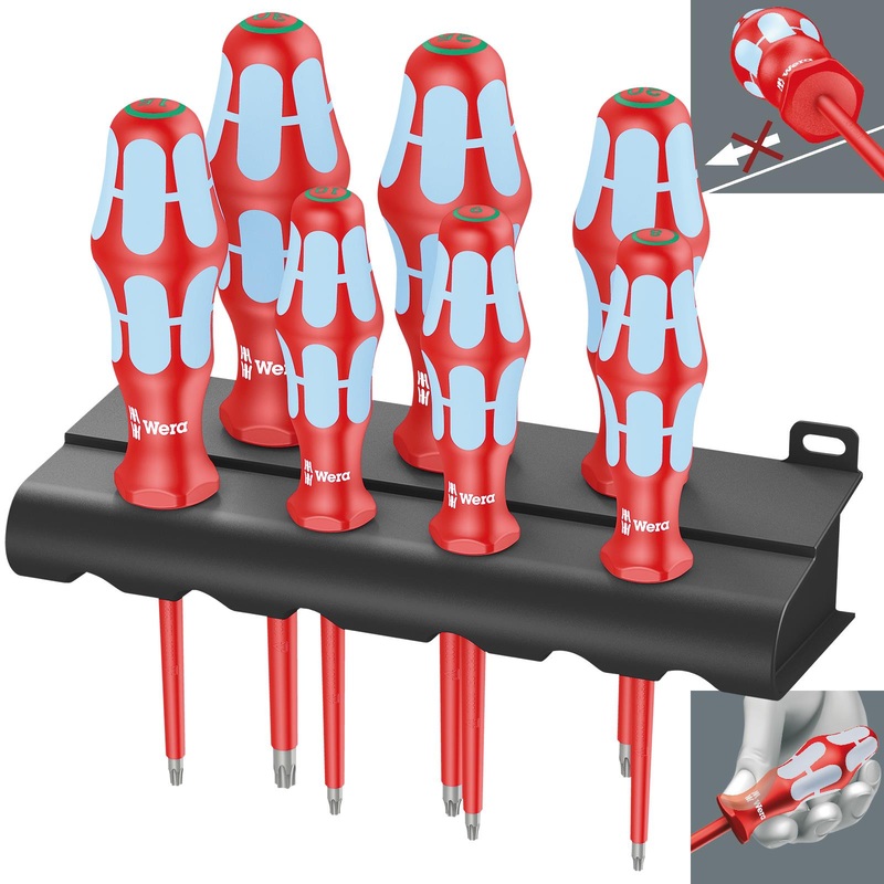 Wera Screwdriver Set VDE Insulated Stainless Steel 3167 i/7 Torx in Rack 7 Piece T8-T30