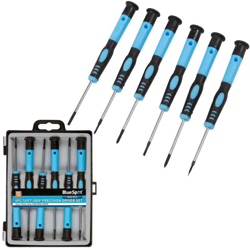 BlueSpot Precision Screwdriver Set Soft Grip Magnetic Slotted Phillips 6pc