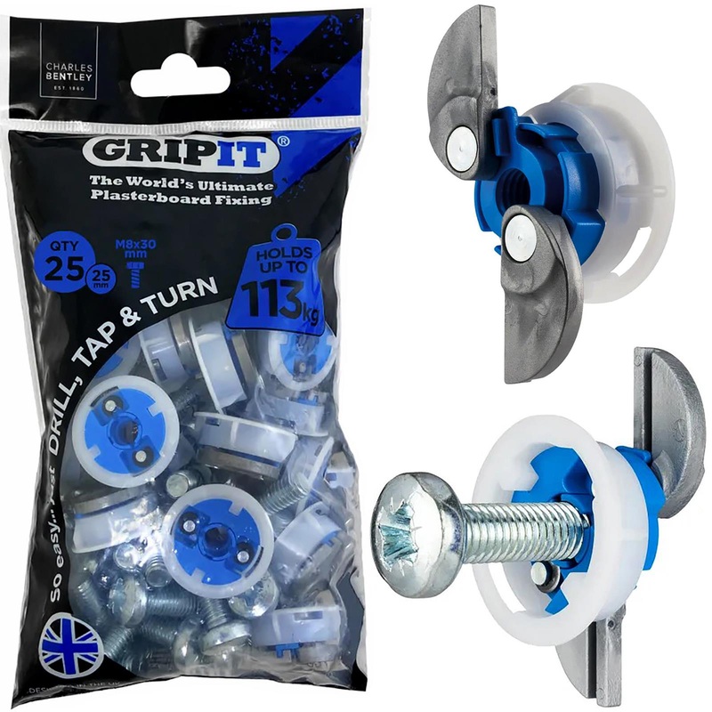 GripIt Blue Plasterboard Fixings 25mm 25 Pack