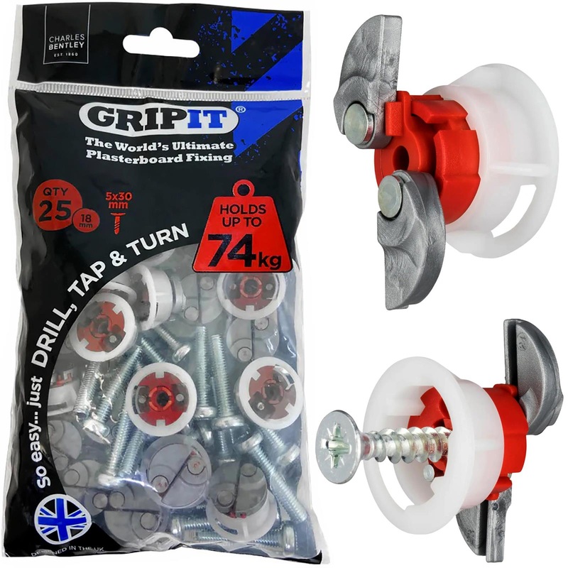 GripIt Red Plasterboard Fixings 18mm 25 Pack