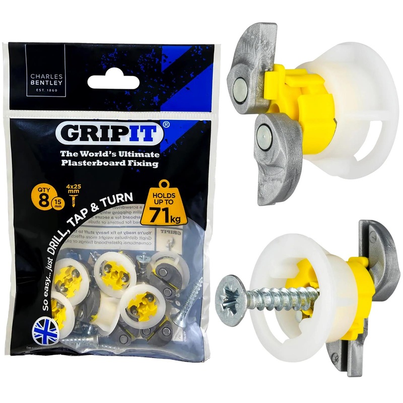 GripIt Yellow Plasterboard Fixings 15mm 8 Pack