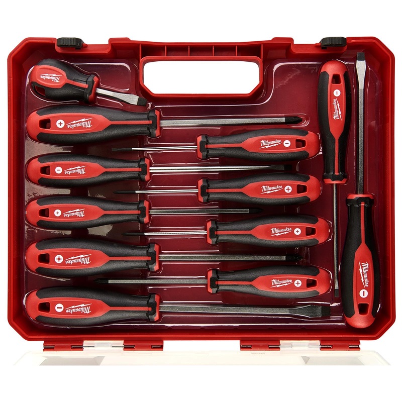 Milwaukee Tri-Lobe Screwdriver Set 12 Piece in Case Pozi Phillips Slotted