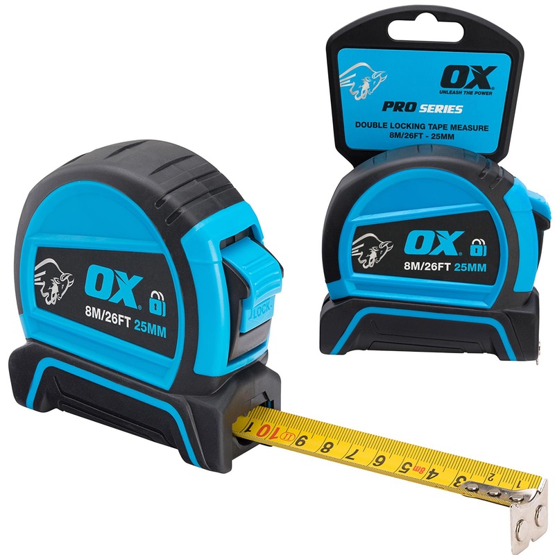 OX Tools Pro Dual Auto Lock Tape Measure 8m